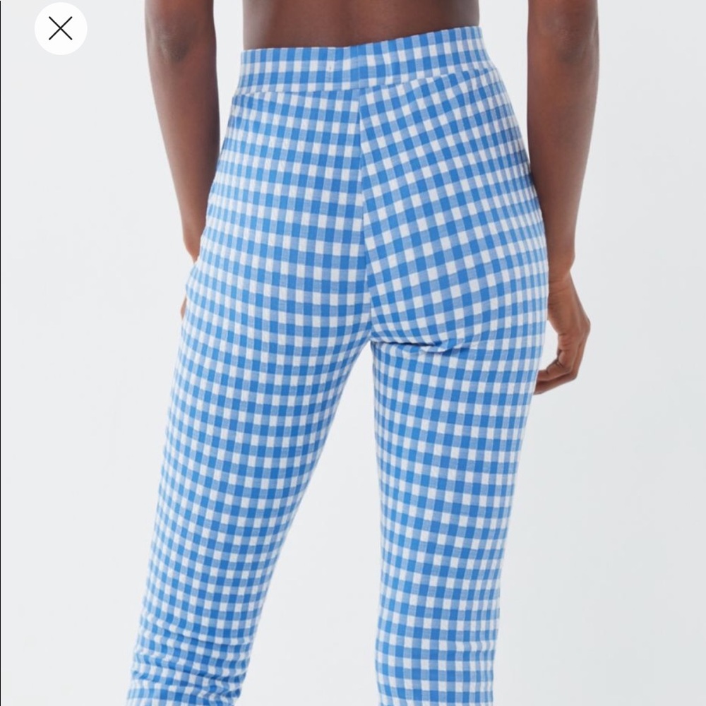 gingham blue flare pants